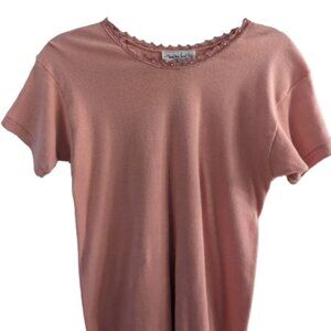 Vintage Marybeth New York Pink Short Sleeve Beaded Detailed Neckline
